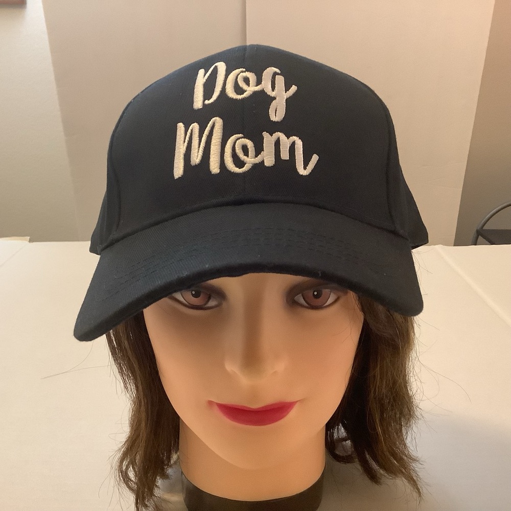 Dog mom baseball cap, C.C Exclusive Black White Raised Stitching Adjustable